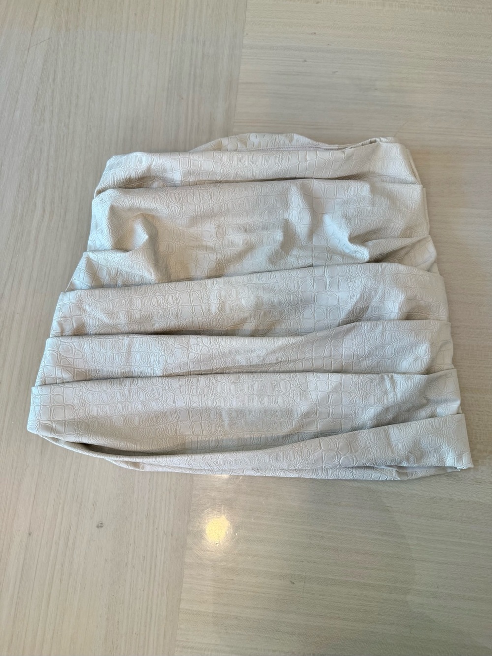 Naked Wardrobe Sand Crocodile Ruched Mini Skirt Croc-Embossed Medium